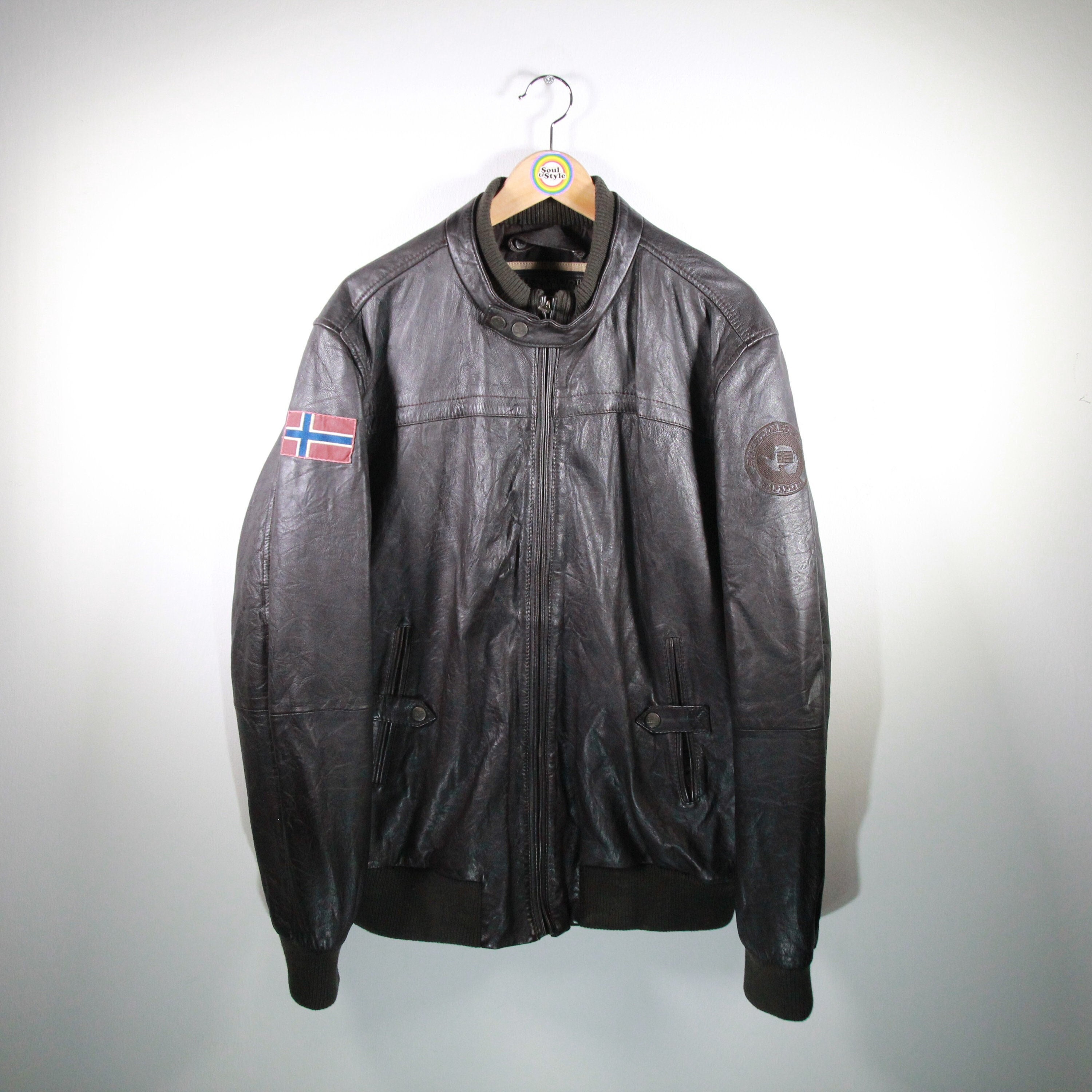 Vintage 80s 90s Leather Jacket Size XL Napapijri - Etsy Vintage 80s 90s Leather Jacket Size XL Napapijri - Etsy