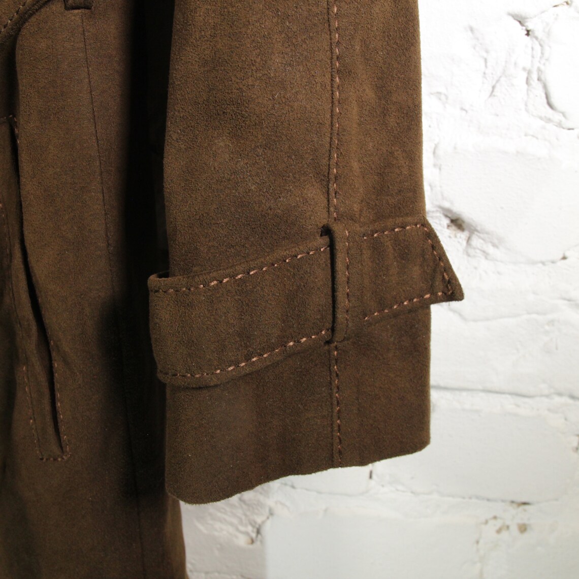 Vintage Trenchcoat Kunstleder Mantel Size M-L (Damengröße), foto 4 di 5