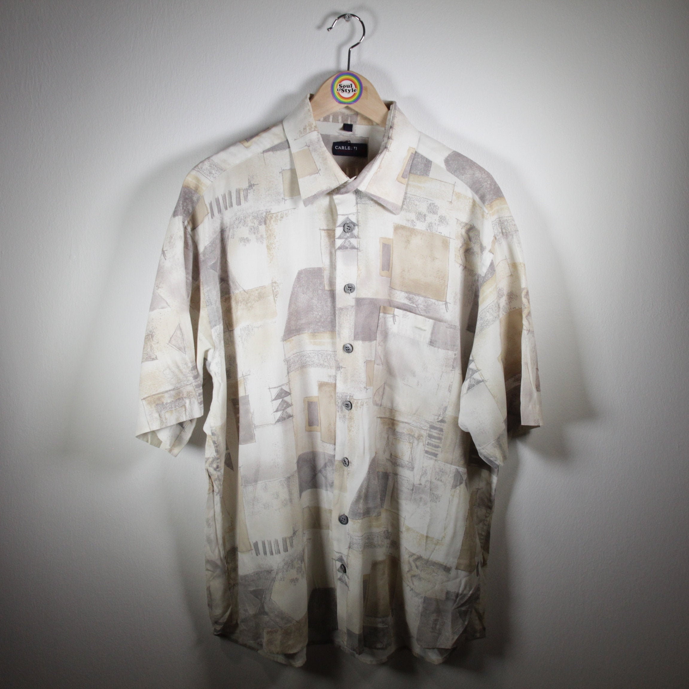 Camisa vintage de corta viscosa 90s talla XL Carletti - Etsy España