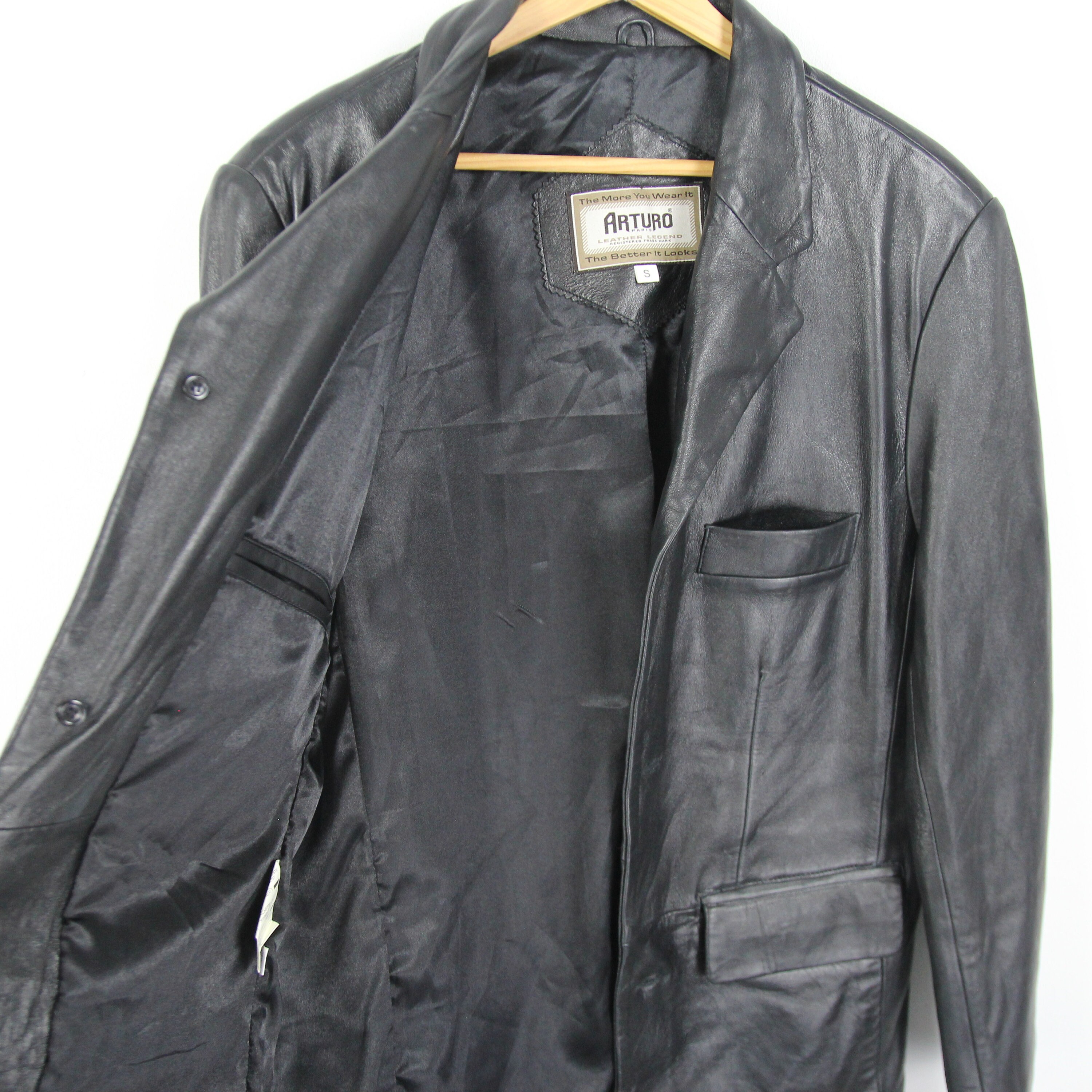 Vintage 80s 90s Arturo Leather Coat Size S - Etsy