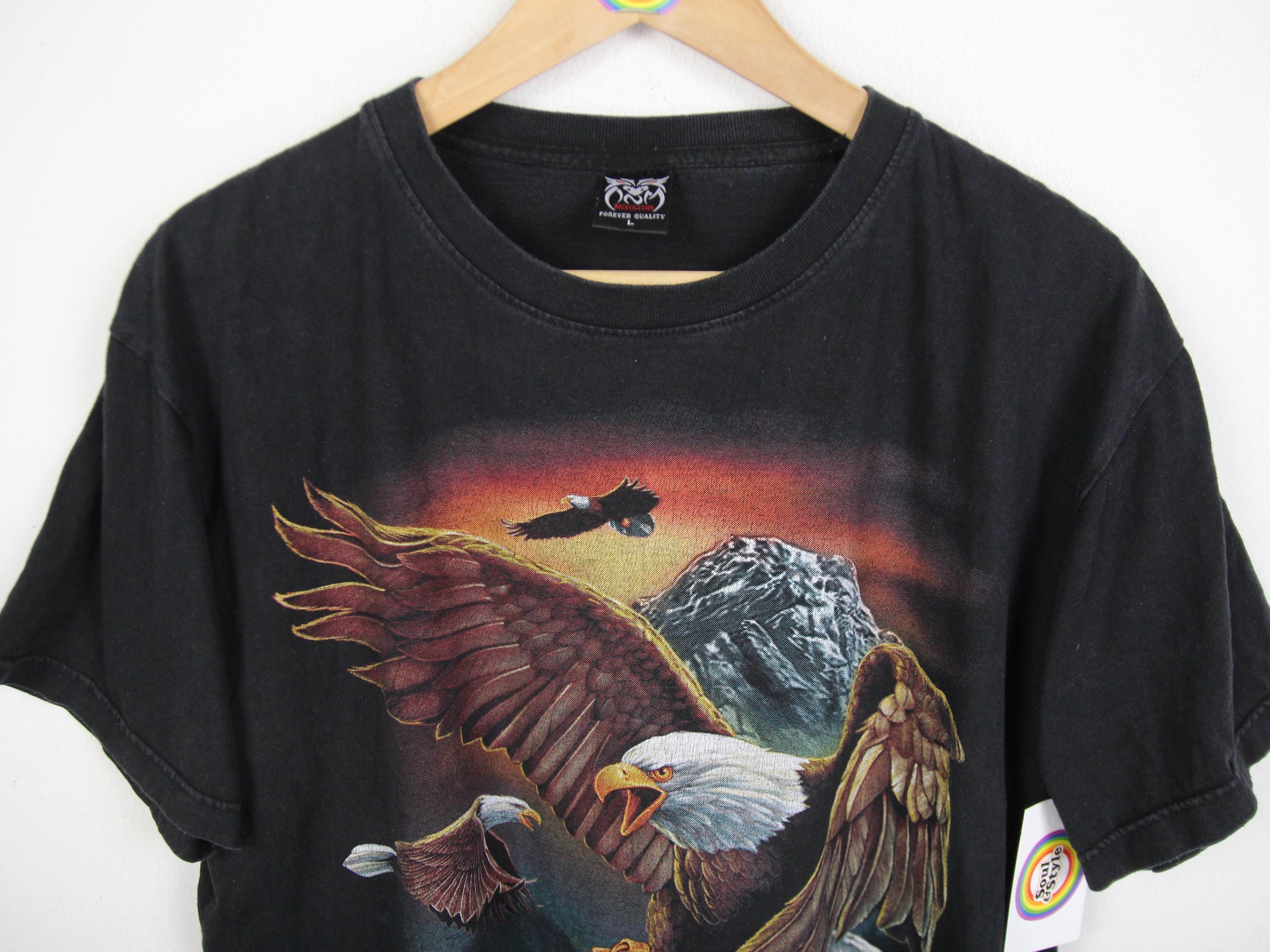 Vintage T-shirt Size L Rockvolution Eagle Motifs - Etsy
