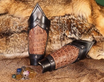 Dragon Rider Leather Bracers, Leather armor for LARP, Cosplay and Renaissance Faries