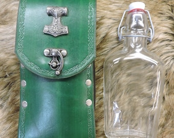 8 oz Swing Top Flask and Belt Pouch, LARP, Cosplay, Renaissance Faires