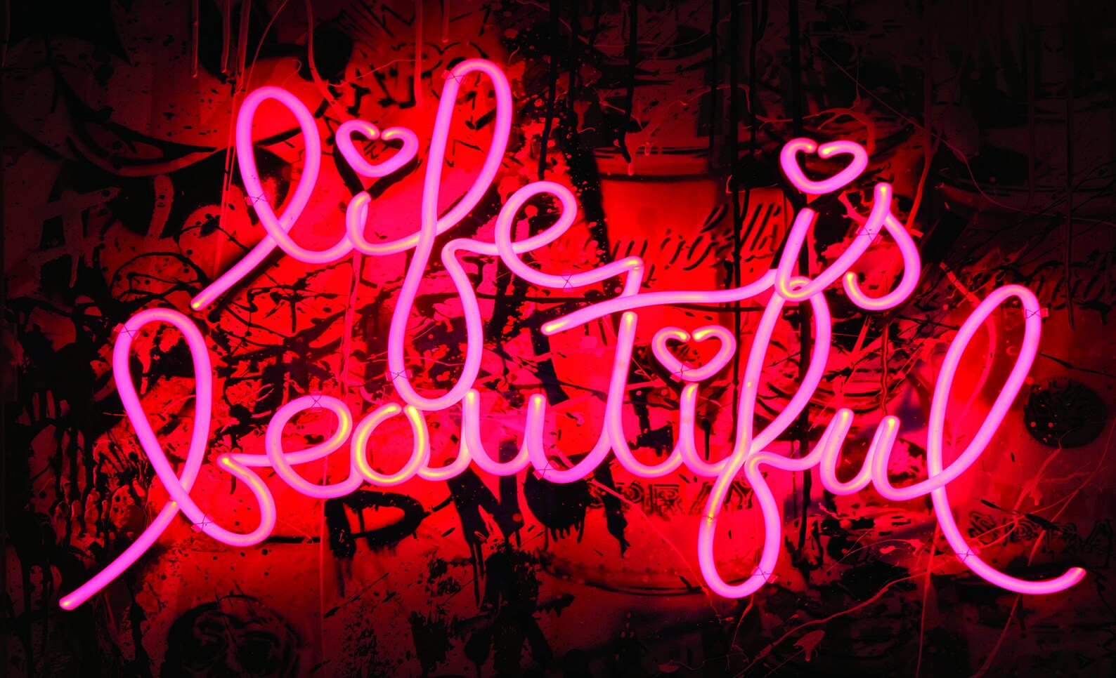 Life is Beautiful Pink Neon Peel and Stick self adhesive Wall | Etsy