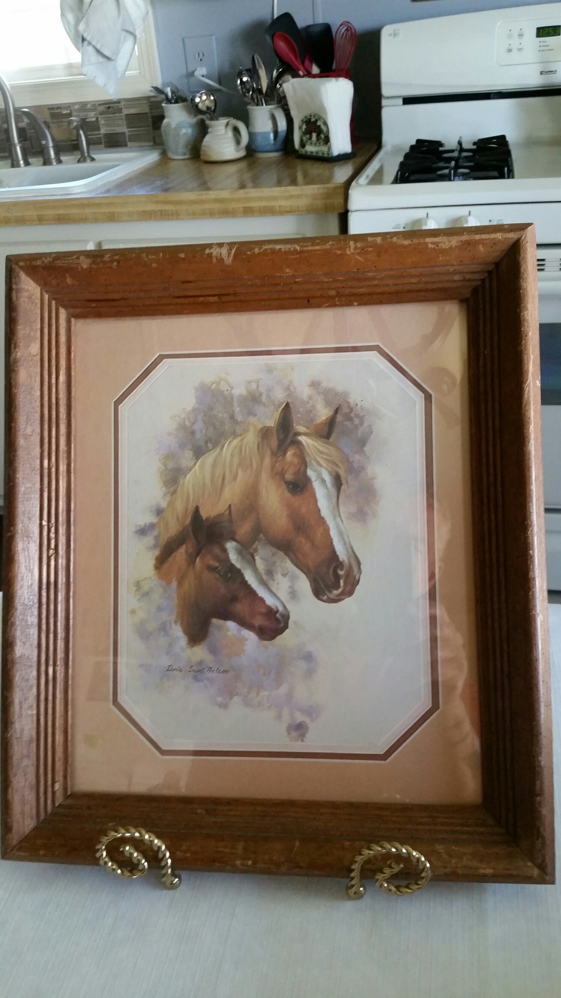 2 framed wildlife art prints signed doris scott nelson horse & Etsy