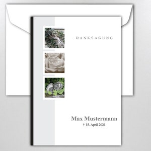 Danksagung, Trauerkarte mit Innentext, personalisiert, Beileidskarte, Kondolenz, Anteilnahme, Klappkarte mit Umschlag, DIN A6, ab 25 Stück