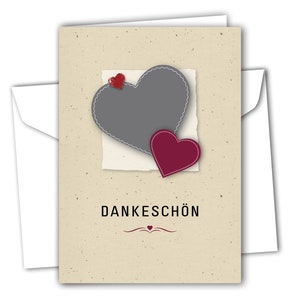 12 x Danksagung Dankeskarten Dankeschön-Karten im Set, Klappkarten, Innenseiten blanko, mit weißen Umschlägen, Format 10,5 x 14,8 cm