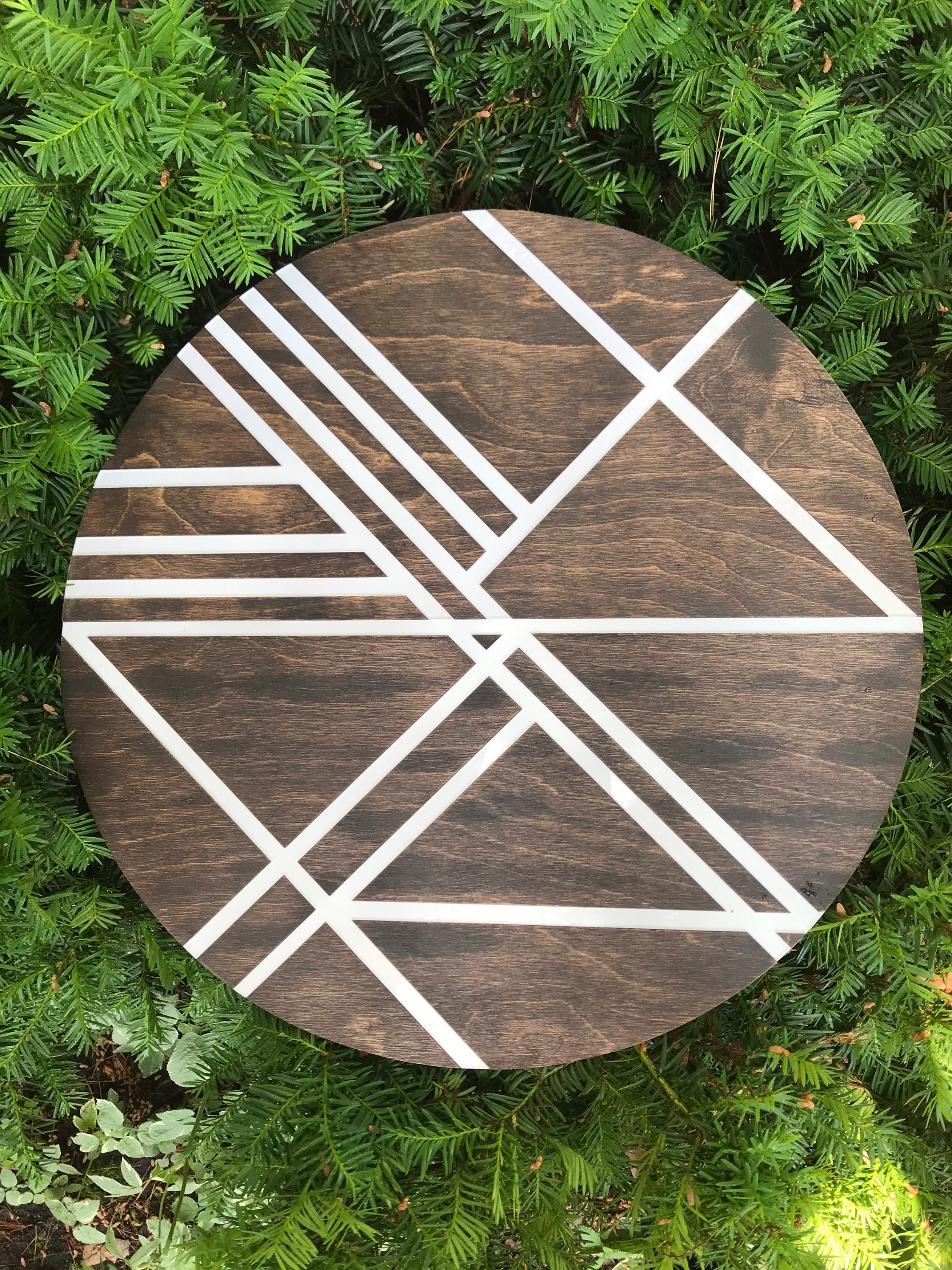 Modern Geometric Wood Wall Art Round Wood Wall Hanging Wood Etsy