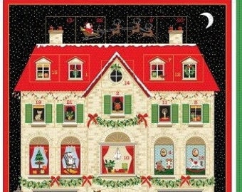 Victorian Style House Advent Calendar Makower 2133/1  Quilting Reusable Fabric Pocket Holiday Christmas Countdown Calendar