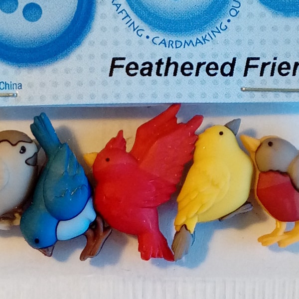 Feathered Friends Dress It Up Novelty Craft Buttons Sewing Quilting Haberdashery Craftwork Cardmaking Knitting