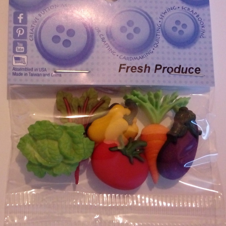 Fresh Produce Vegetables Dress It up Novelty Craft Buttons Etsy UK