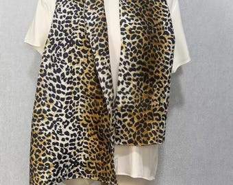 women's 100% mulberry silk scarf wrap shawl leopard/cheetah pattern print