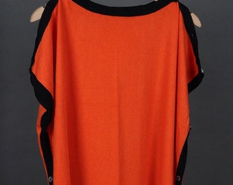 Sample Sale! Women's Poncho Cape sweater wool silk blend with side button closure One Size fits All US Size S-XL
