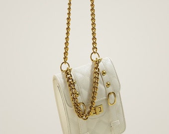 New! Women's mini leather shoulder/cellphone bag with adjustable chain straps