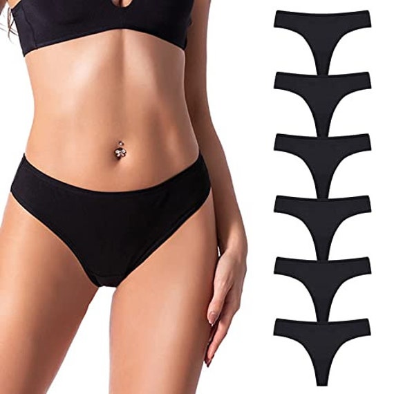 Women's Thong Panties 6Pcs/pack Cotton Tanga Femme Lot Low Cut Sport  Strings Breathable Solid Text Fashion Bikini Wholesale