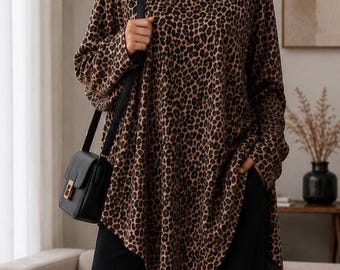 Sample Sale! Turtleneck cashmere Sweater Asymmetric hem Pullover dress One Size fits All US Size S-XL