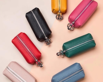 Multi-functional Top-grain Cowhide Leather key holder key purse/case small organizer