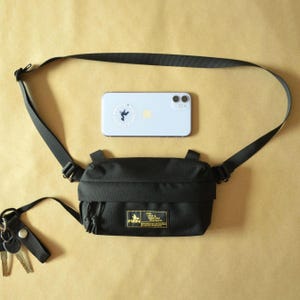 Black Crossbody Bag, Phone Bag, Nylon Fanny Pack, Over the Shoulder Bag, 2-in-1 Crossbody Purse or Waist Bag, Small Phone Crossbody Belt Bag