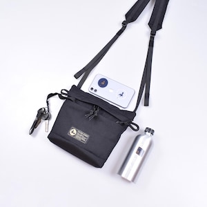 Sac à bandoulière durable pour homme, sac messager en Cordura noir, sac à bandoulière fait main pour téléphone, sacoche à bandoulière, sac à main à bandoulière, cadeau pour lui