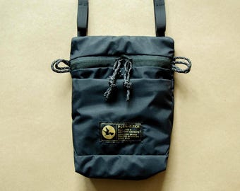 Small Waterproof Sling Bag, Compact Phone Bag on Strap, Black Minimalist Crossbody Bag, Small Multi Pocket Messenger bag for Cell Phone