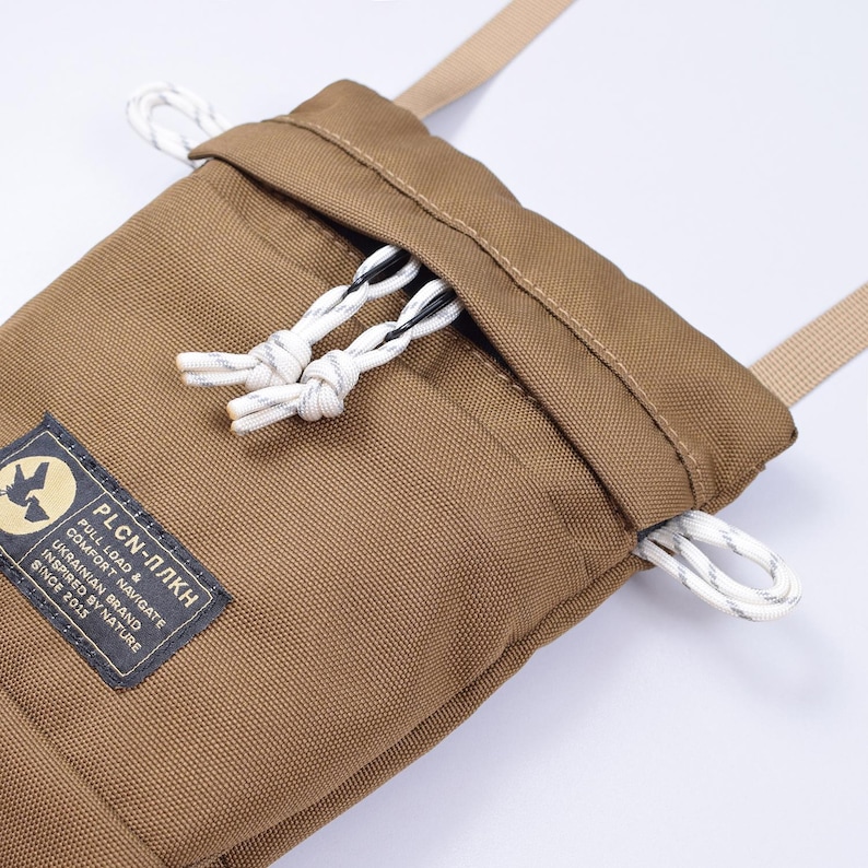Small Waterproof Sling Bag, Compact Phone Bag on Strap, Black Minimalist Crossbody Bag, Small Multi Pocket Messenger bag for Cell Phone image 13