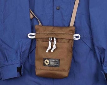 Brown Canvas Cell Phone Crossbody Bag, Small Cross Body Bag for Phone, Compact Messenger Bag, Handmade Sling Bag on Strap, Small Gift Idea