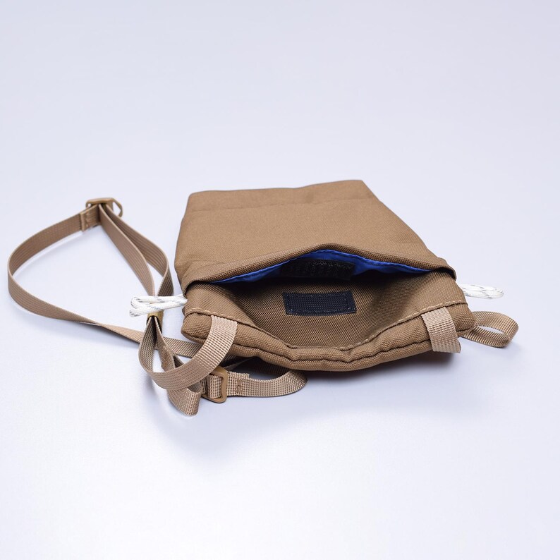 Small Waterproof Sling Bag, Compact Phone Bag on Strap, Black Minimalist Crossbody Bag, Small Multi Pocket Messenger bag for Cell Phone image 17