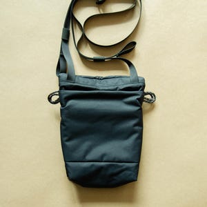 Small Waterproof Sling Bag, Compact Phone Bag on Strap, Black Minimalist Crossbody Bag, Small Multi Pocket Messenger bag for Cell Phone image 8