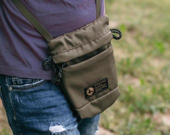 Mens Canvas Cell Phone Crossbody Bag, Small Handmade Messenger Bag, Durable Waterproof Sling Bag for Men, Mini Side Bag, Small Gift for Him