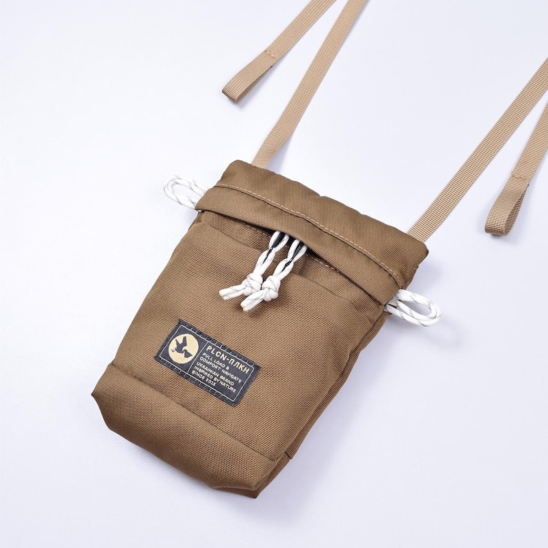 Small Waterproof Sling Bag, Compact Phone Bag on Strap, Black Minimalist Crossbody Bag, Small Multi Pocket Messenger bag for Cell Phone image 12