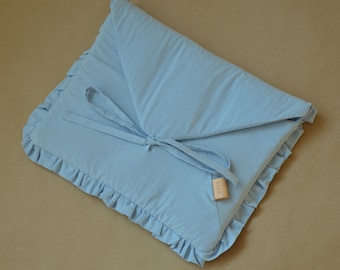 Soft Blue iPad Sleeve, Cute iPad Case, Quilted iPad Sleeve, Bow iPad Sleeve, iPad Cover with Zipper Pocket, iPad Air 11 Sleeve, Gift for Her