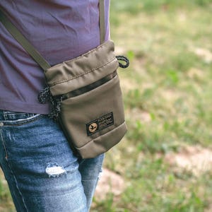 Mens Canvas Crossbody Bag, Durable Khaki Small Crossbody Bag on Strap, Handmade Phone Bag, Small Messenger Bag, Phone Bag, Mens Gift Idea
