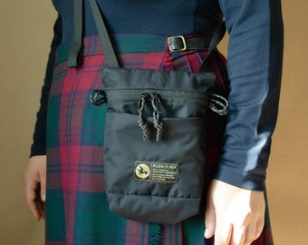 Waterproof Crossbody Bag, Compact Unisex Messenger Bag, Small Handmade Black Cross Body Bag, Durable Phone Pouch on Strap, Uniqe Phone Purse
