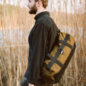 Durable Mens Barrel Bag, Handcrafted Cylindre Bag, Waterproof Duffle Bag, Brown Travel Bag, Weekend Canvas Bag, Sport Gym Bag, Gift for Him