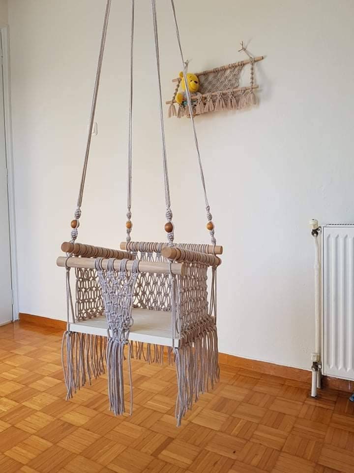 Macrame Baby Swing Boho Swing Nursery Indoor Baby Swing Etsy