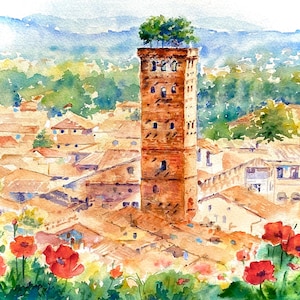 Tableau Lucca en Italie, cadeau original fait main pour les amateurs de voyage.