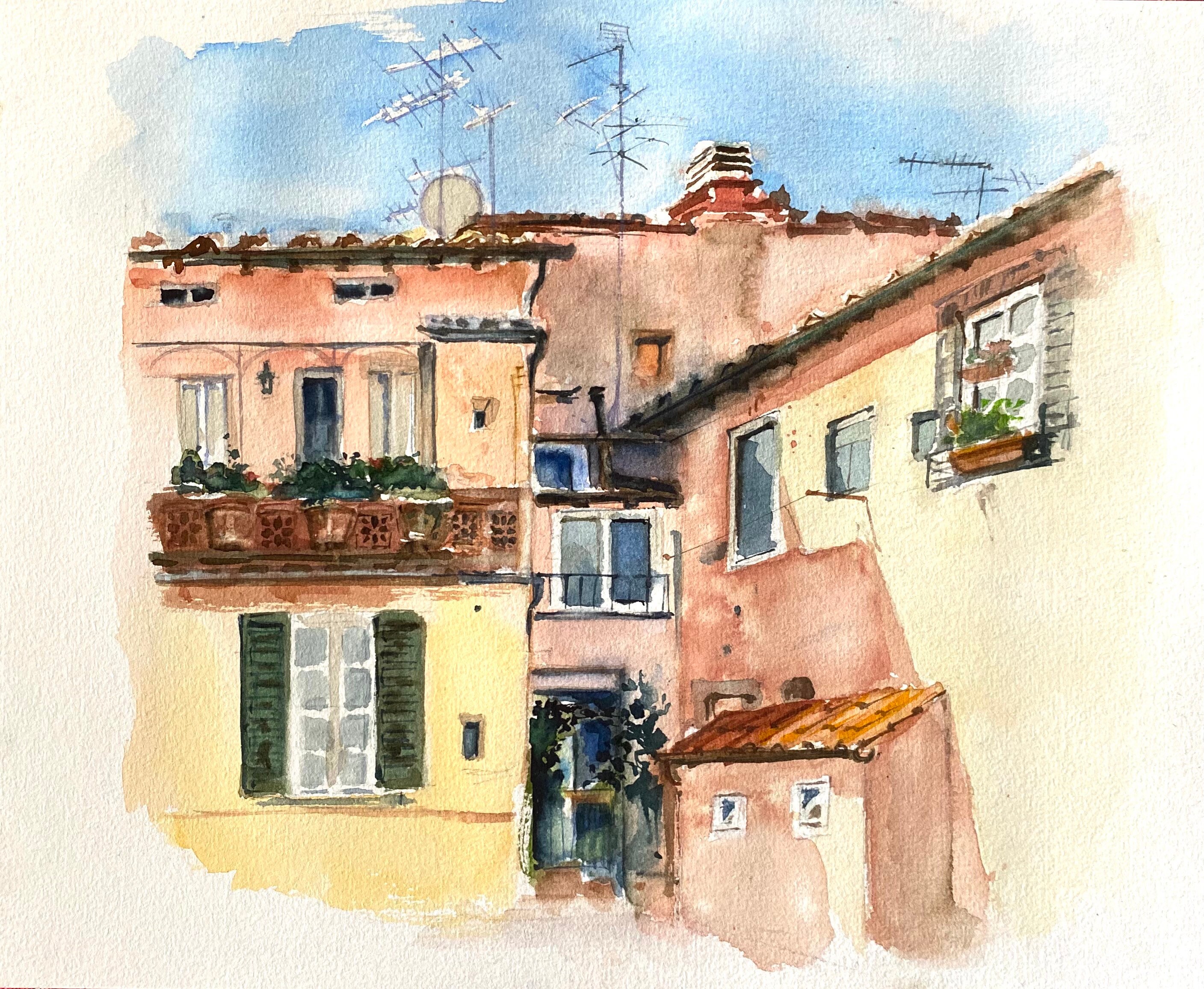 Watercolor Painting of Lucca in Italy, Original Art . Etsy