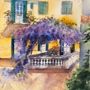 Aquarelle représentant Lucques en Italie, paysage urbain, pour les amoureux de l'Italie, cadeau pour les amateurs de voyages.
