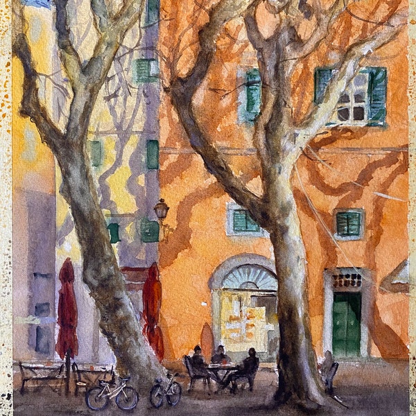 Watercolor painting of Tuscany in Italy, Original handmade art