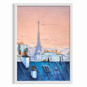 Dipinto ad acquerello originale di Parigi Torre Eiffel Arte estetica originale fatta a mano