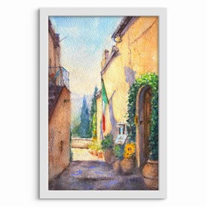 Aquarelle représentant la Toscane en Italie, oeuvre d'art originale faite main, idée cadeau