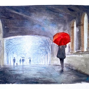 Original Aquarellmalerei aus der Toskana in Lucca in Italien
