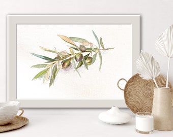 Handmade original watercolor painting of olives, still life kitchen decor popular right now