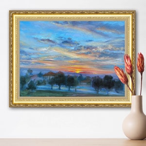 Clouds on the sunset original oil seaside painting