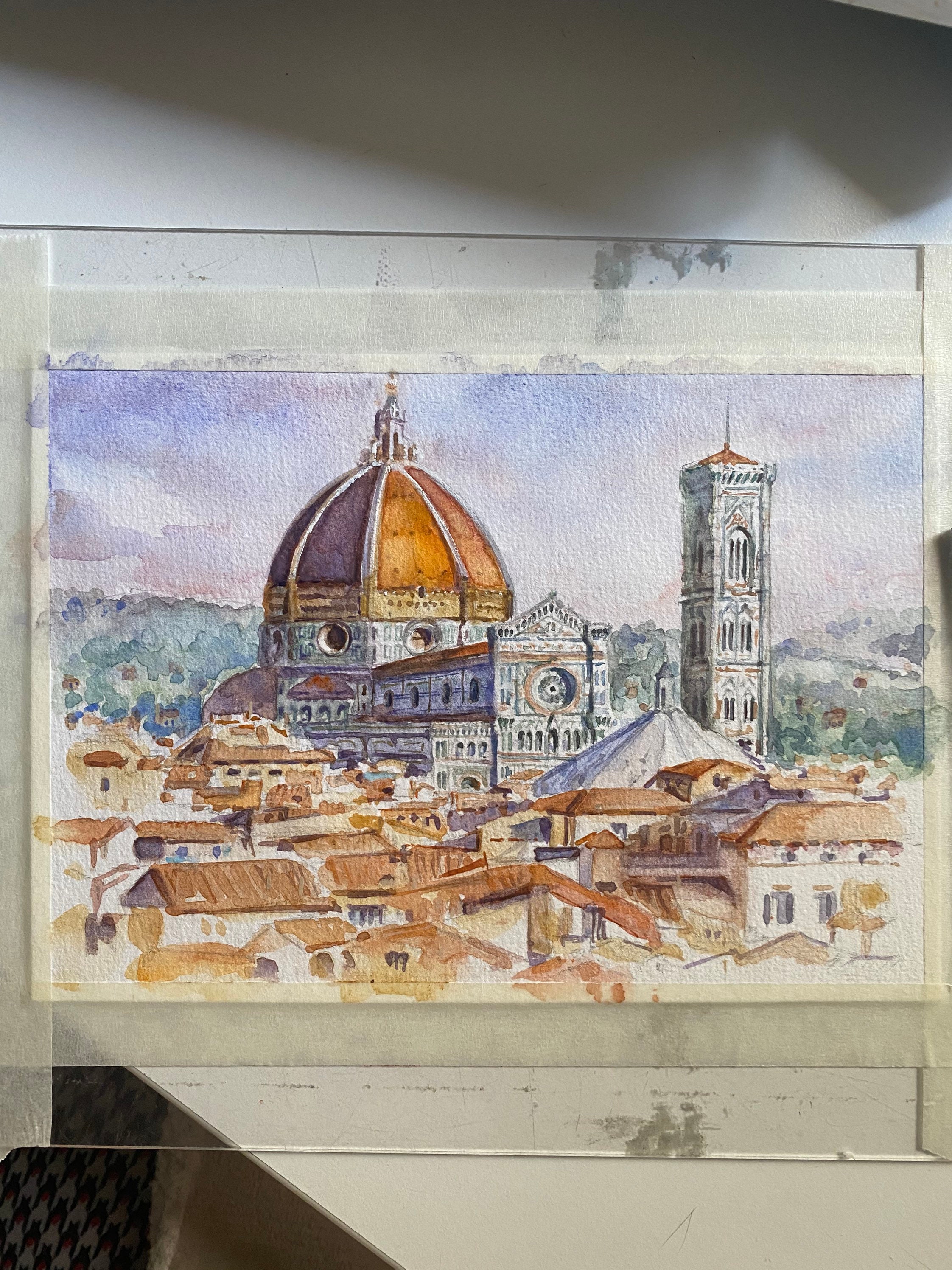 イタリア・フィレンツェの水彩画：サンタ・マリア・デル・フィオーレ大