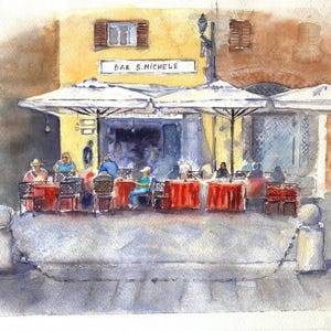 Aquarelle représentant Lucques en Italie, cadeau de voyage, oeuvre d'art murale originale.
