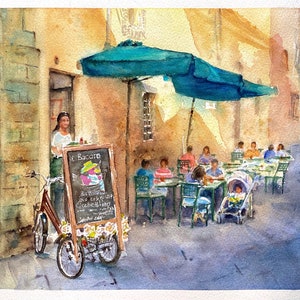 Aquarelle représentant Lucques en Italie, cadeau de voyage, oeuvre d'art murale originale.