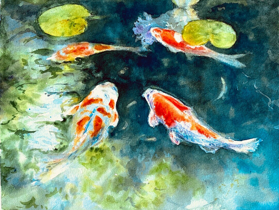Koi Fish Watercolor Painting Poster: Zen Wall Art Home Decor - Etsy