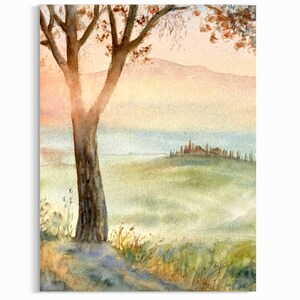Aquarelle originale de Toscane, Italie, art mural fait main pour les amoureux de la nature.