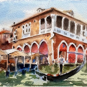 Aquarelle représentant Venise en Italie
